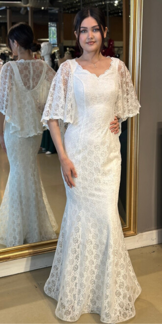 Beyaz Kalın Askılı Uzun Abiye Elbise 10002 - abiyeniall