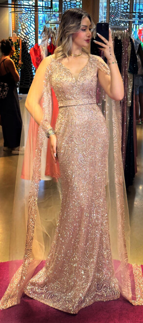 Gold Kalın Askı Düz Kesim Simli Uzun Abiye Elbise 7552 - abiyeniall