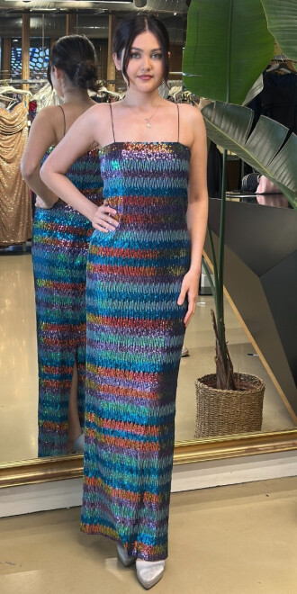 Mavi İp Askılı Uzun Abiye Elbise 3666 - abiyeniall