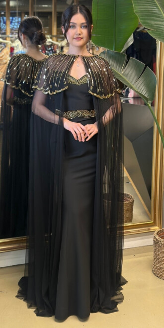 Siyah Straplez Uzun Abiye Elbise 3735 - abiyeniall